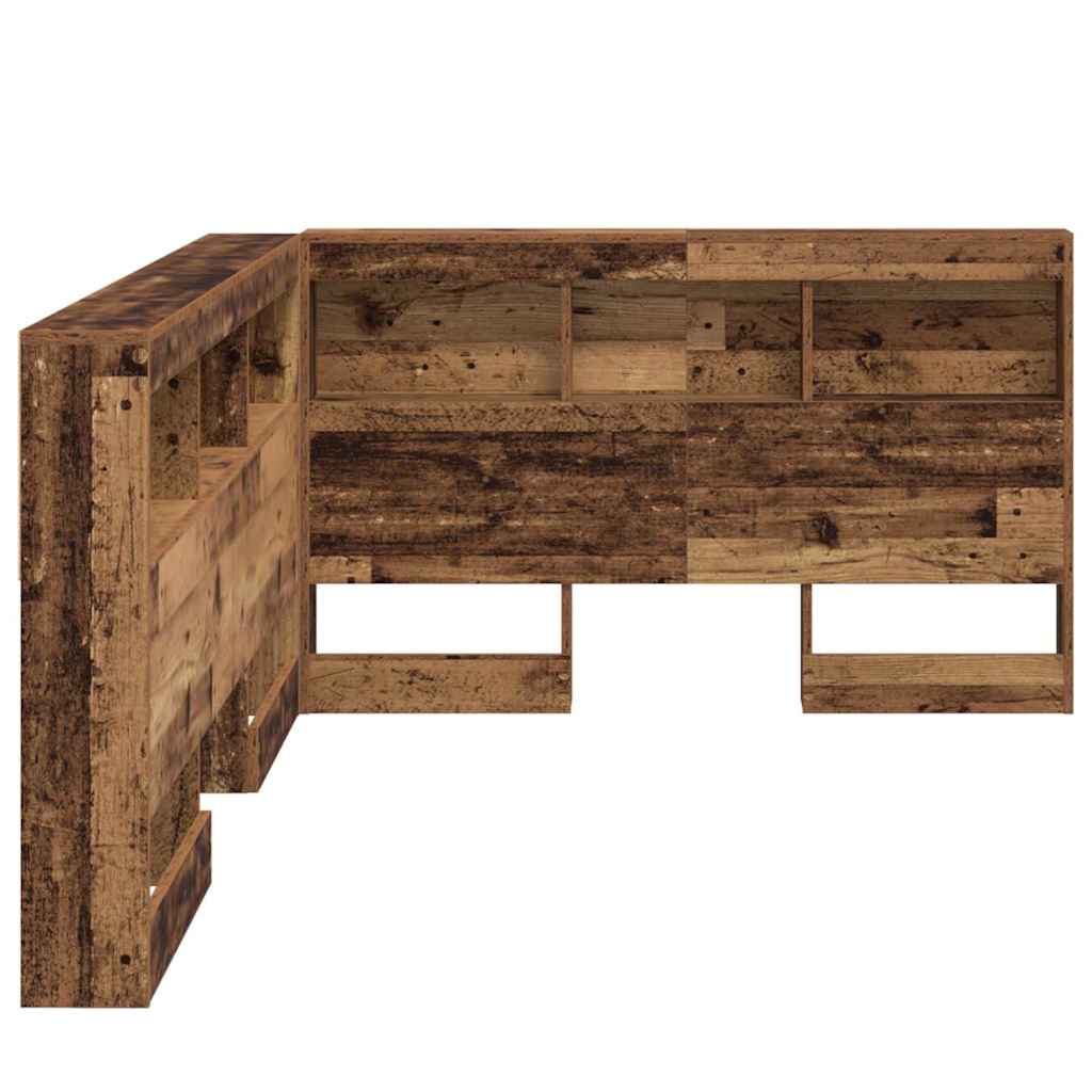 Storage Headboard with Shelf Old Wood 207.5 x 137.5 x 76.5 cm