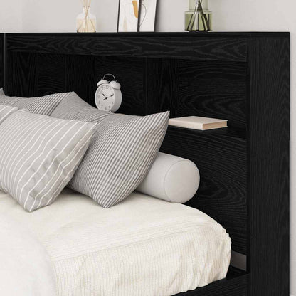 Storage Headboard Black Oak Engineered Wood