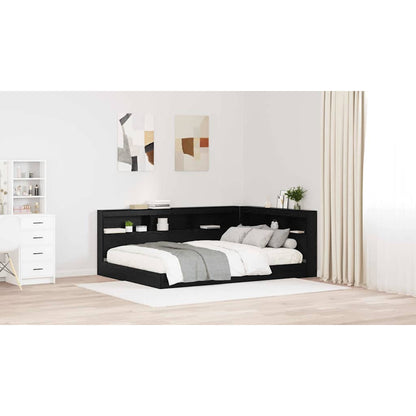 Storage Headboard with Shelf Black Oak 135 cm Engineered Wood