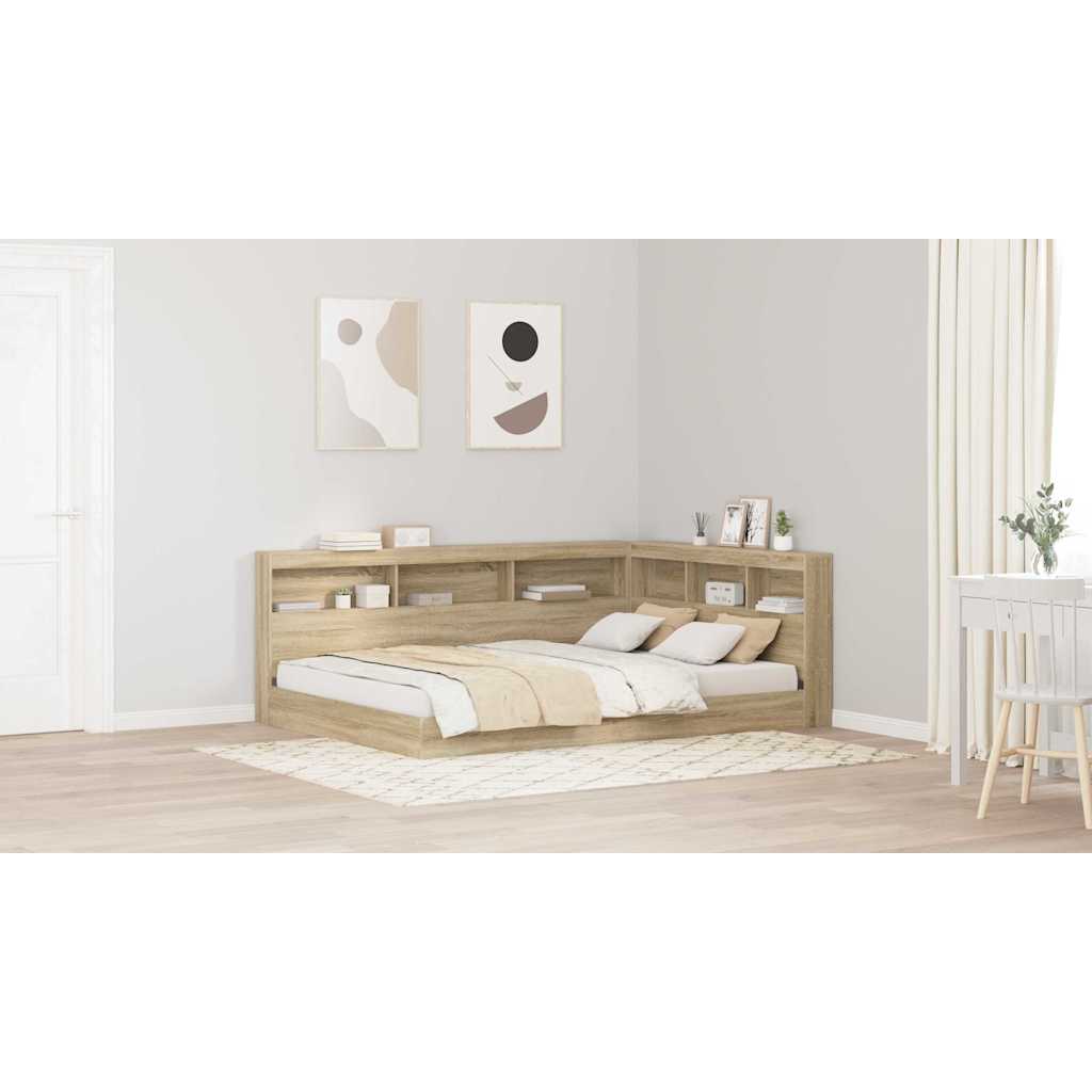 Storage Headboard with Shelf Sonoma Oak 135 cm Engineered Wood