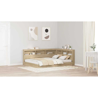 Storage Headboard with Shelf Sonoma Oak 135 cm Engineered Wood