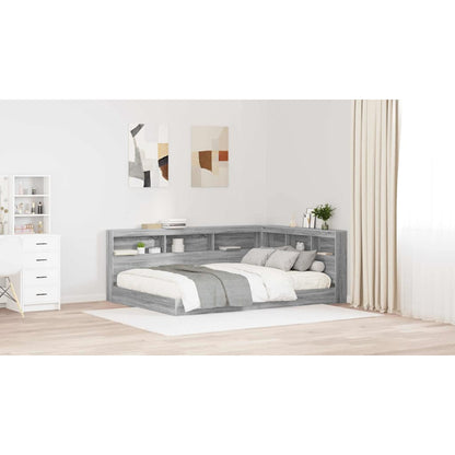 Storage Headboard with Shelf Grey Sonoma 135 cm Engineered Wood