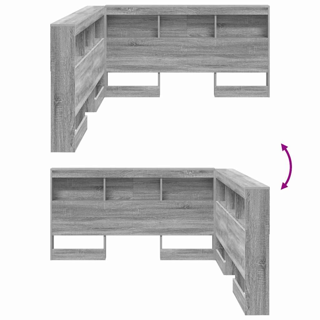 Storage Headboard with Shelf Grey Sonoma 135 cm Engineered Wood