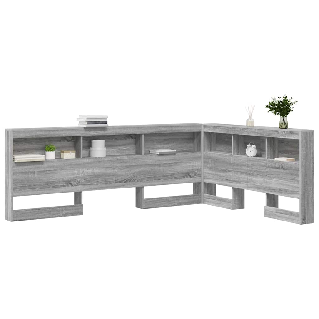 Storage Headboard with Shelf Grey Sonoma 135 cm Engineered Wood