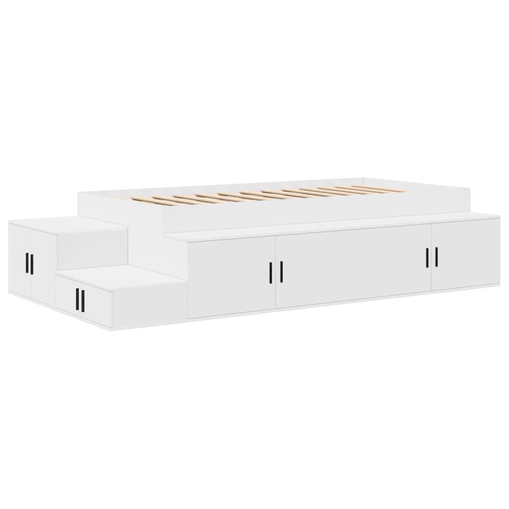 Storage Bed Frame with Storage White 80 cm Engineered Wood
