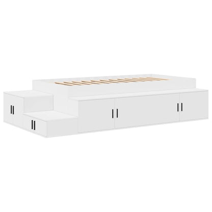 Storage Bed Frame with Storage White 80 cm Engineered Wood