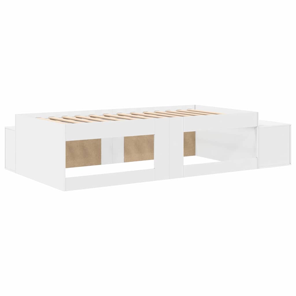Storage Bed Frame with Storage White 80 cm Engineered Wood