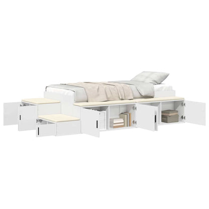 Storage Bed Frame with Storage White 80 cm Engineered Wood