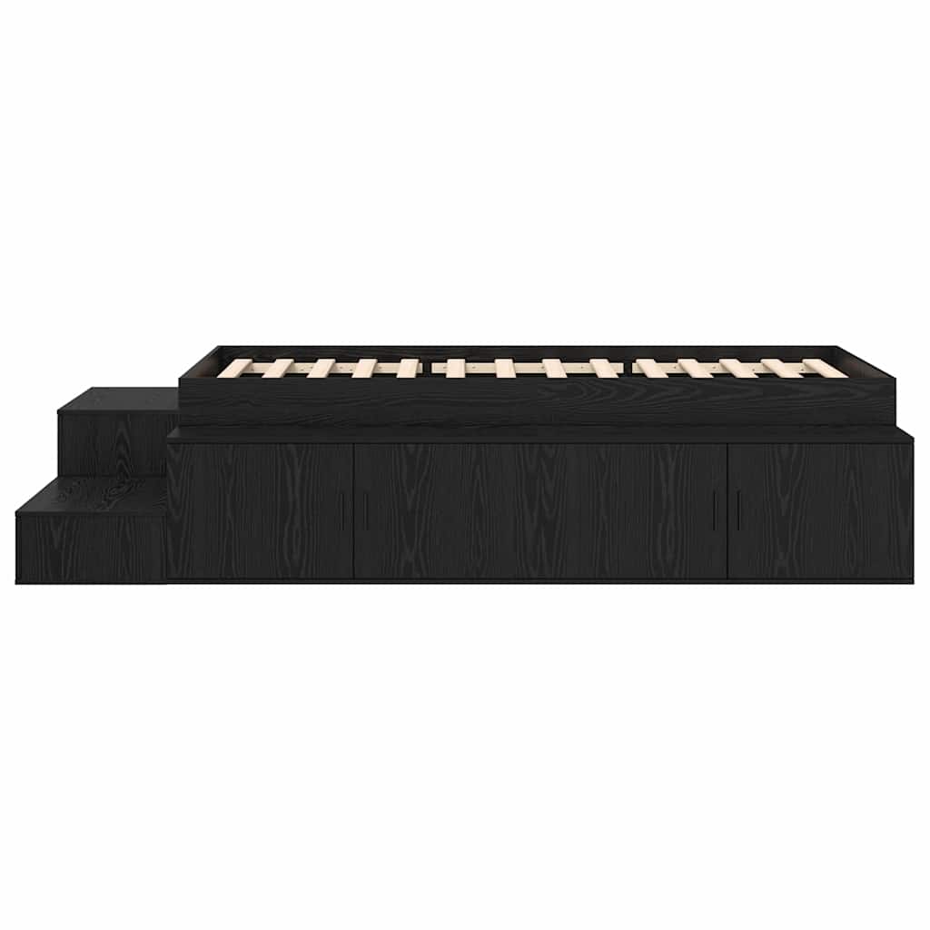 Storage Bed Frame with Storage Black Oak 80 cm Engineered Wood