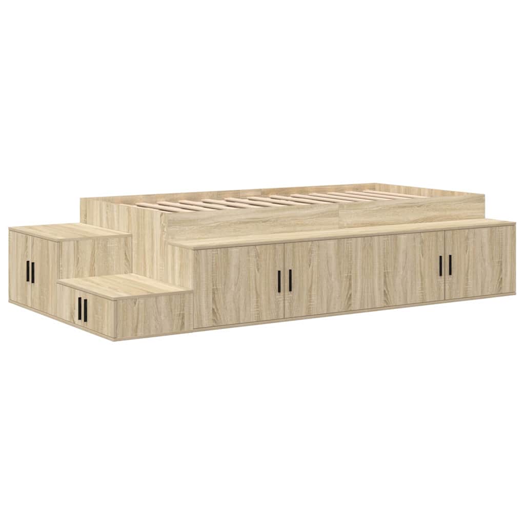 Storage Bed Frame with Storage Sonoma Oak 80 cm Engineered Wood