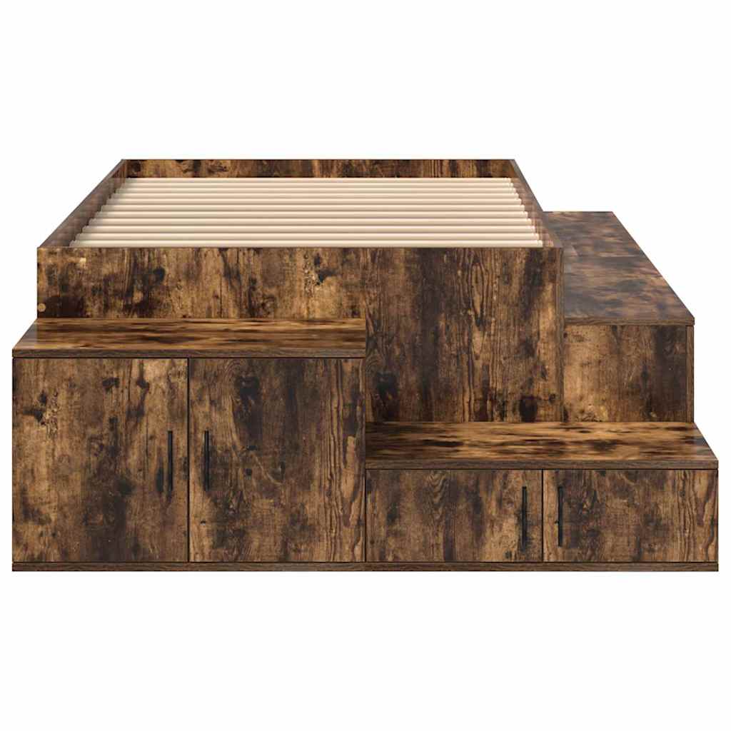 Storage Bed Frame with Storage Smoked Oak 80 cm Engineered Wood