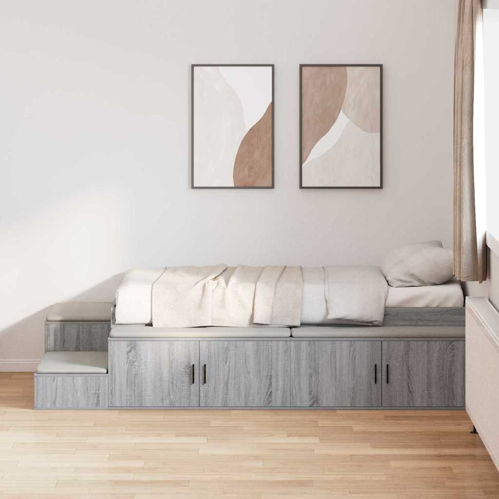 Storage Bed Frame Grey Sonoma 80 cm Engineered Wood