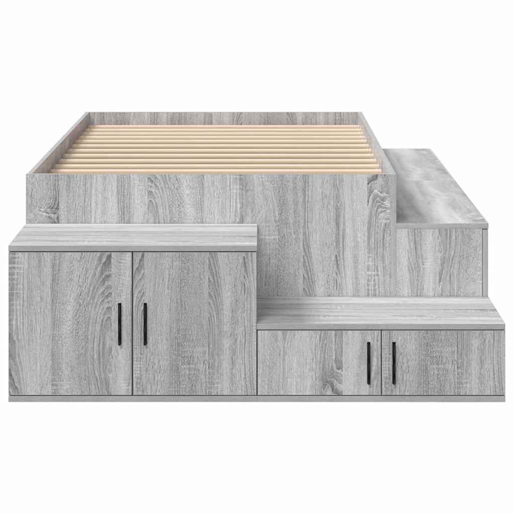 Storage Bed Frame Grey Sonoma 80 cm Engineered Wood
