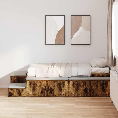 Storage Bed Frame with Storage Smoked Oak 90 cm Engineered Wood