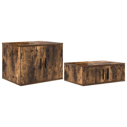 Storage Bed Frame with Storage Smoked Oak 90 cm Engineered Wood