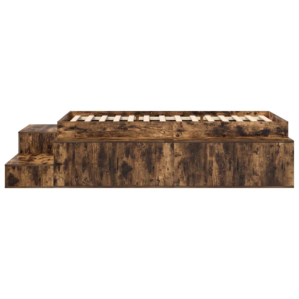 Storage Bed Frame with Storage Smoked Oak 90 cm Engineered Wood