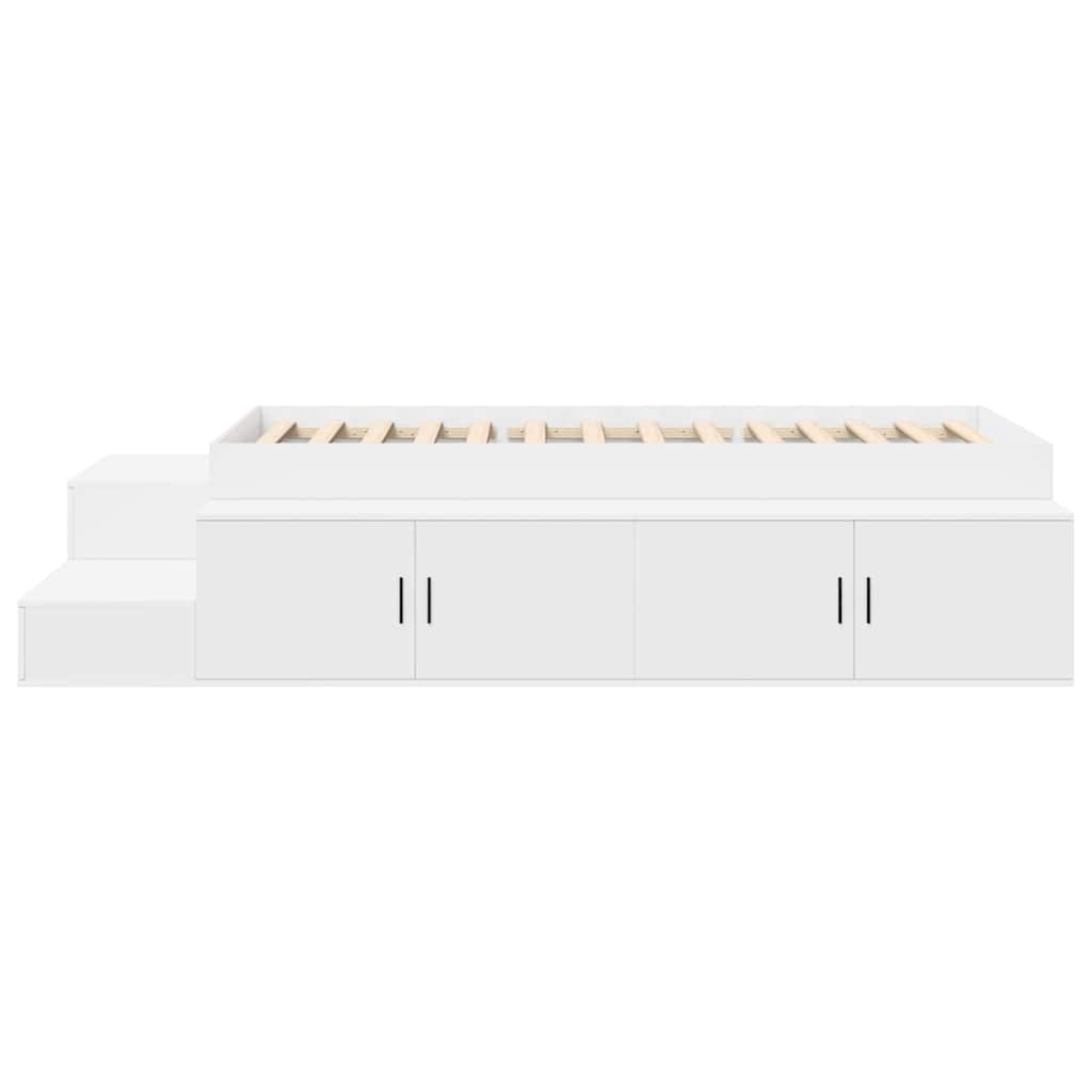 Storage Bed Frame with Storage White 75 cm Engineered Wood