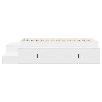Storage Bed Frame with Storage White 75 cm Engineered Wood