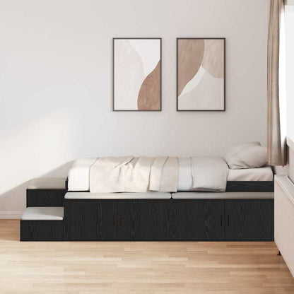 Storage Bed Frame Black oak 234 x 103 x 53.5 cm Engineered wood