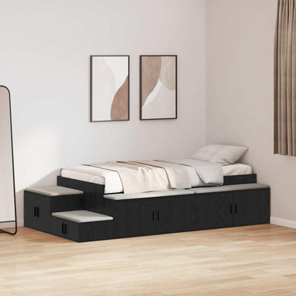 Storage Bed Frame Black oak 234 x 103 x 53.5 cm Engineered wood
