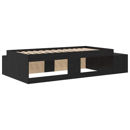 Storage Bed Frame Black oak 234 x 103 x 53.5 cm Engineered wood