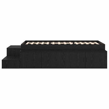 Storage Bed Frame Black oak 234 x 103 x 53.5 cm Engineered wood