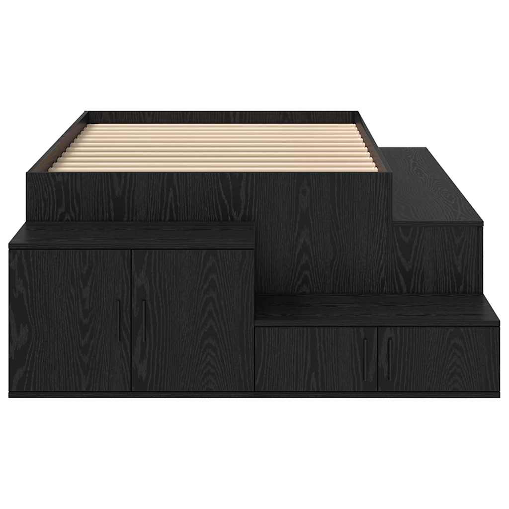 Storage Bed Frame Black oak 234 x 103 x 53.5 cm Engineered wood