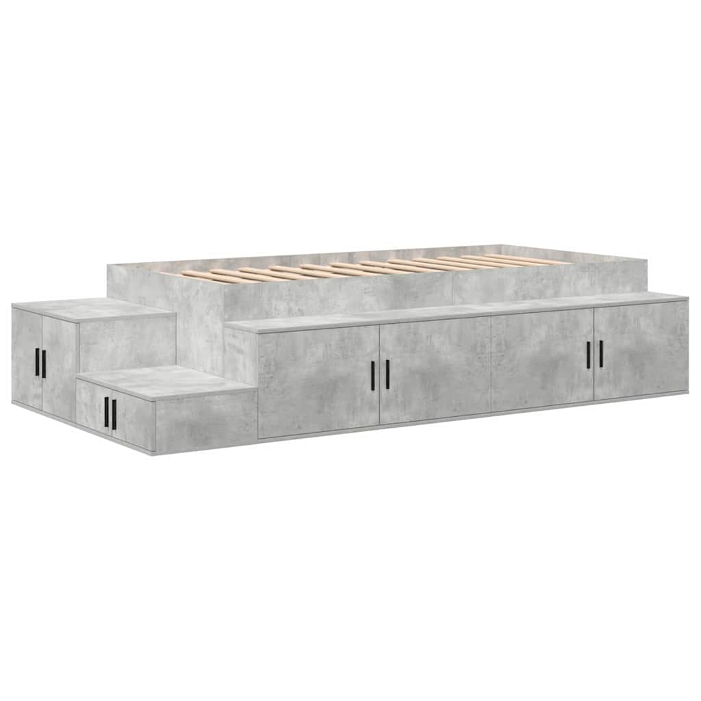 Storage Bed Frame Concrete Grey 75 cm Engineered Wood