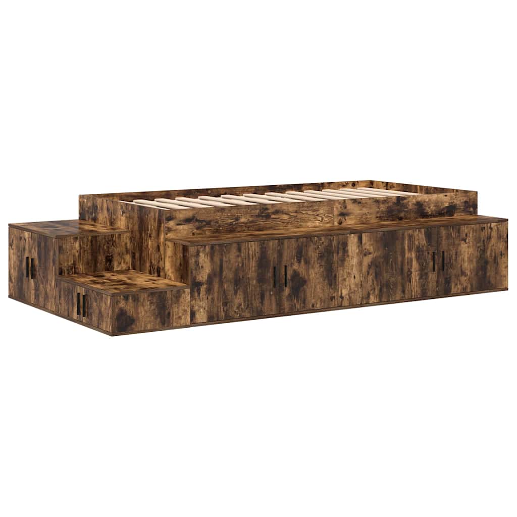Storage Bed Frame with Storage Smoked Oak 75 cm Engineered Wood