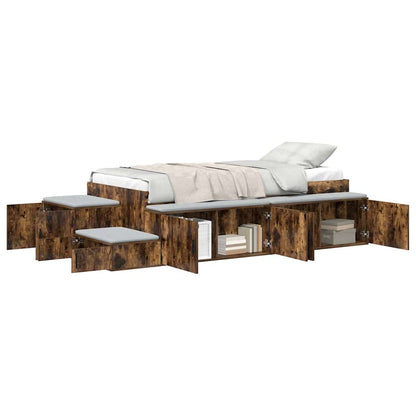 Storage Bed Frame with Storage Smoked Oak 75 cm Engineered Wood