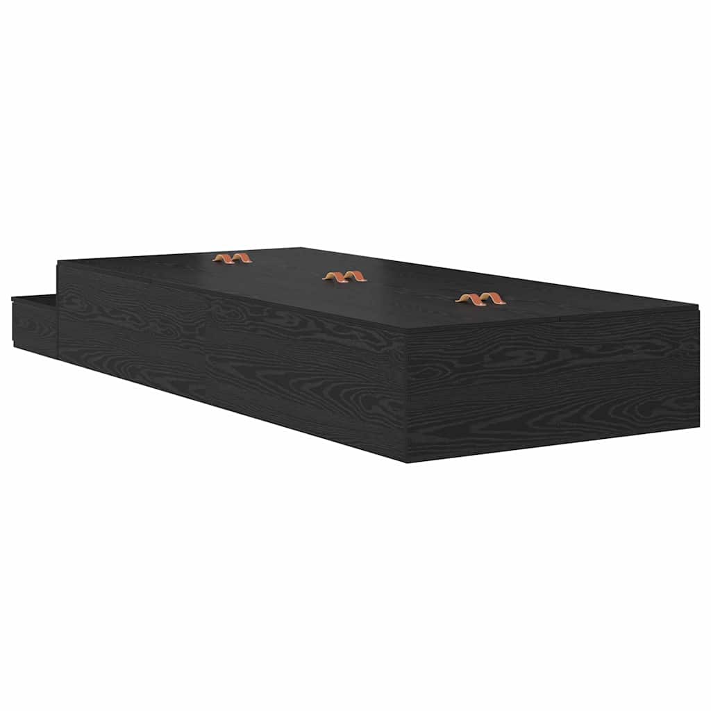 Storage Bed Frame with Drawer Black Oak 80 cm Engineered Wood