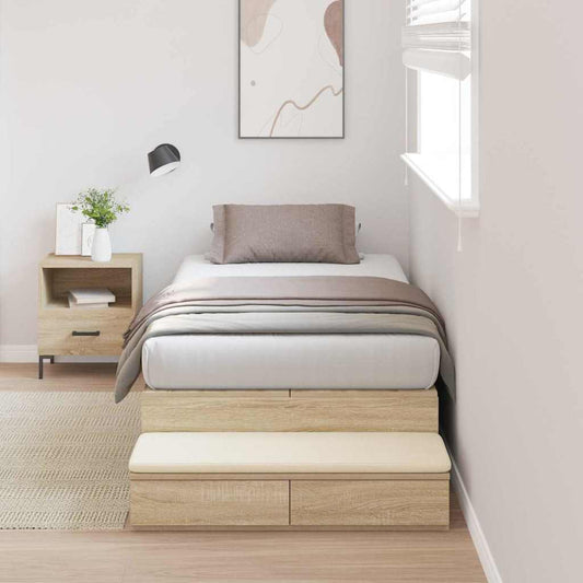 Storage Bed Frame with Drawer Sonoma Oak 80 cm Engineered Wood