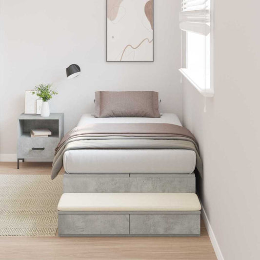 Storage Bed Frame Concrete Grey 80 cm Engineered Wood