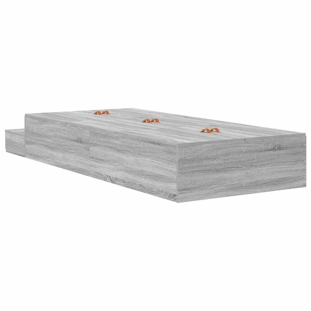 Storage Bed Frame with Drawer Grey Sonoma 80 cm Engineered Wood
