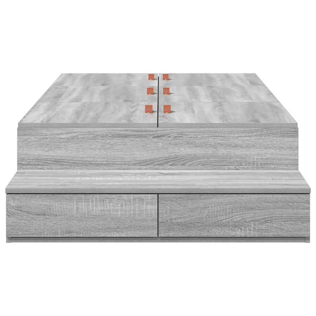Storage Bed Frame with Drawer Grey Sonoma 80 cm Engineered Wood
