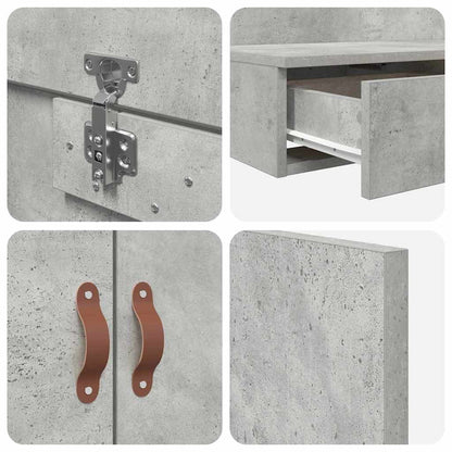 Storage Bed Frame with Door Concrete Grey 90 cm Engineered Wood