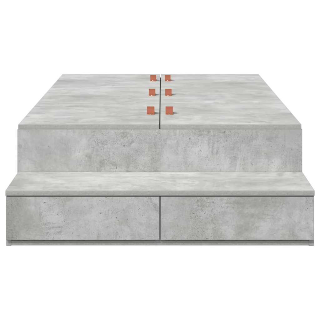 Storage Bed Frame with Door Concrete Grey 90 cm Engineered Wood