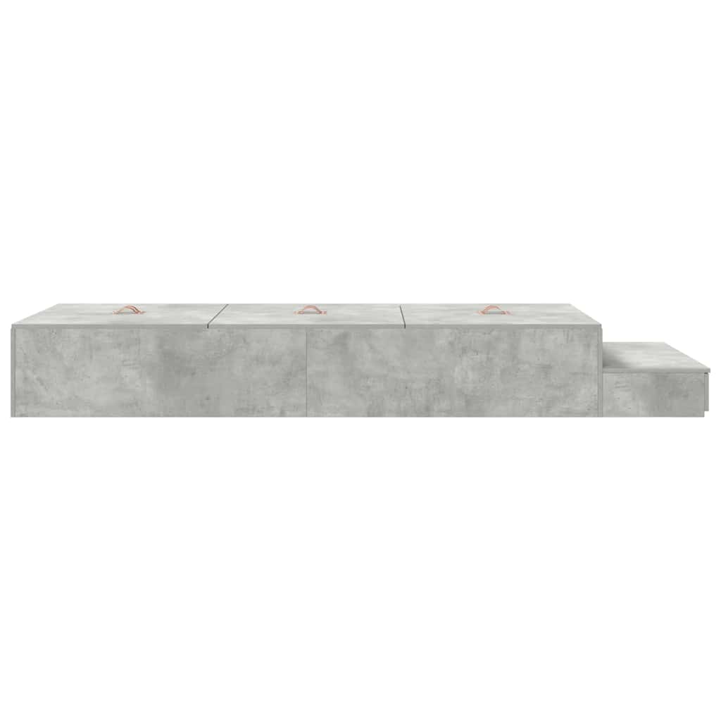 Storage Bed Frame with Door Concrete Grey 90 cm Engineered Wood