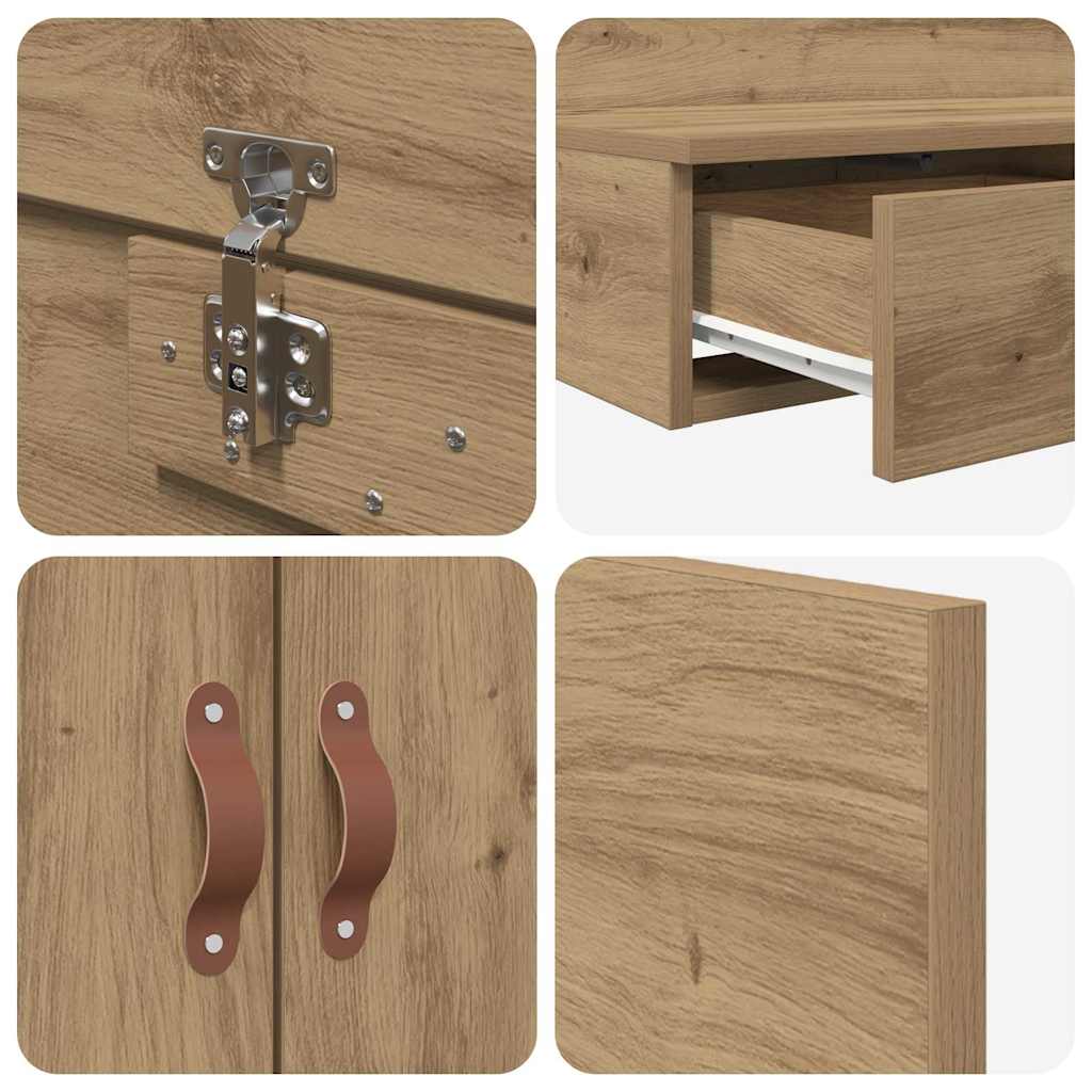 Storage Bed Frame with Drawer Artisan Oak 90 cm Engineered Wood