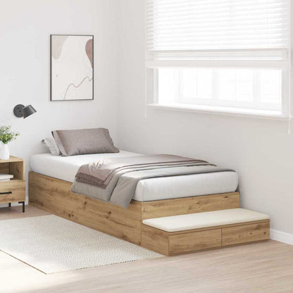 Storage Bed Frame with Drawer Artisan Oak 90 cm Engineered Wood