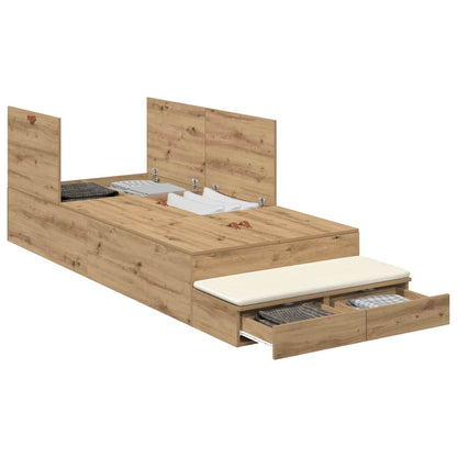 Storage Bed Frame with Drawer Artisan Oak 90 cm Engineered Wood
