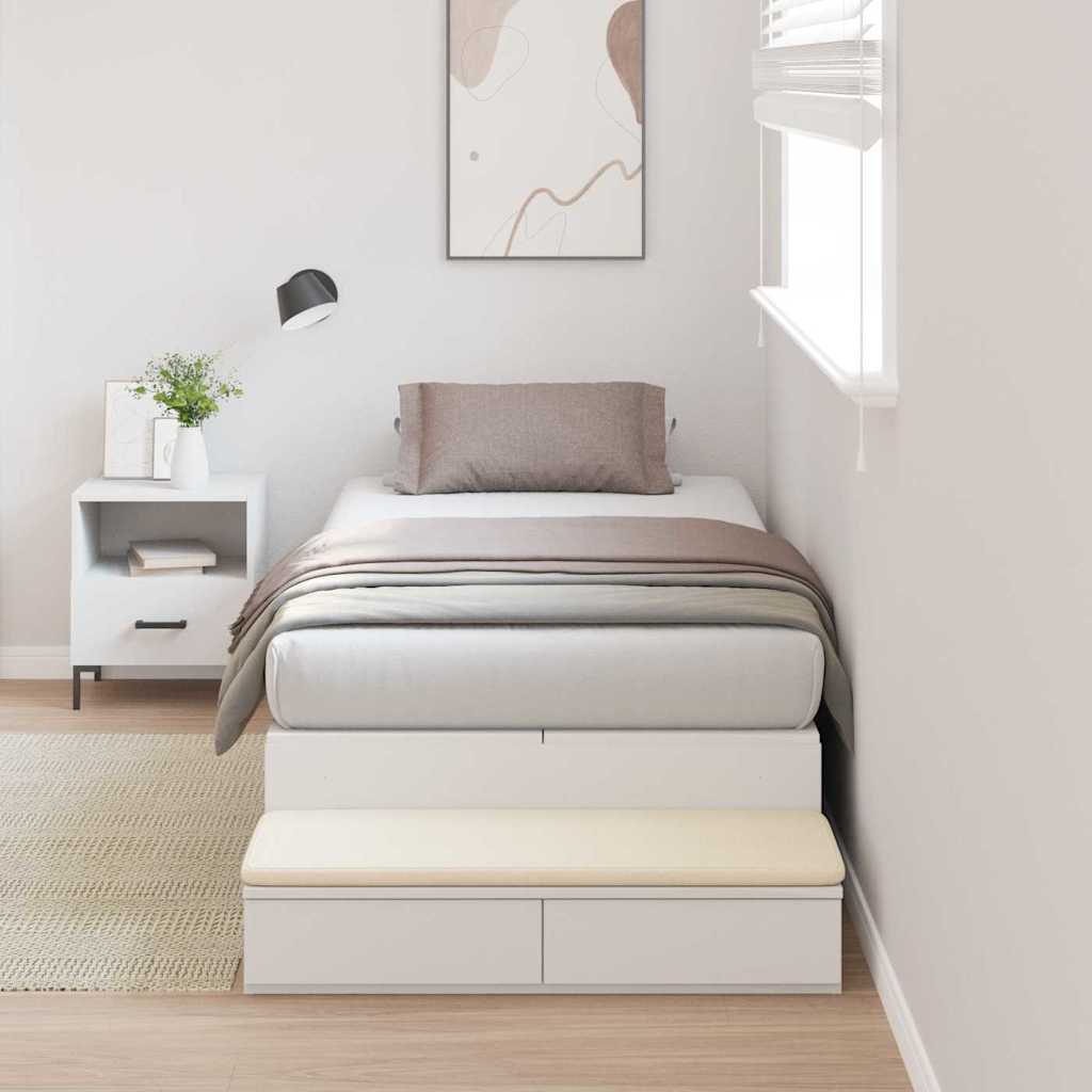 Storage Bed Frame with Drawer White 100 cm Engineered Wood
