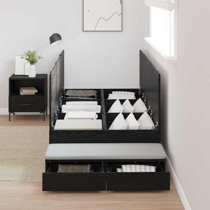 Storage Bed Frame with Drawer Black Oak 100 cm Engineered Wood