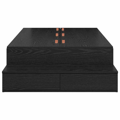 Storage Bed Frame with Drawer Black Oak 100 cm Engineered Wood