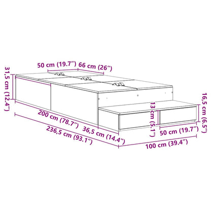 Storage Bed Frame with Drawer Black Oak 100 cm Engineered Wood
