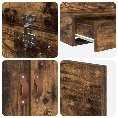 Storage Bed Frame with Drawer Smoked Oak 100 cm Engineered Wood