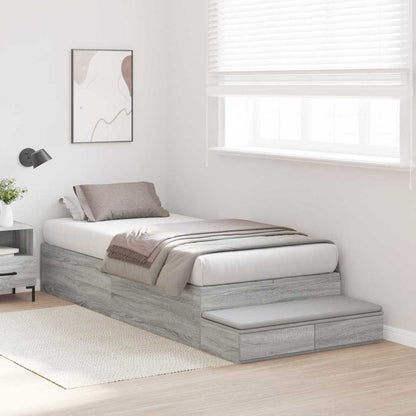 Storage Bed Frame Grey Sonoma 100 cm Engineered Wood