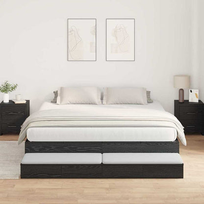 Storage Bed Frame with Drawer Black Oak 200 cm Engineered Wood