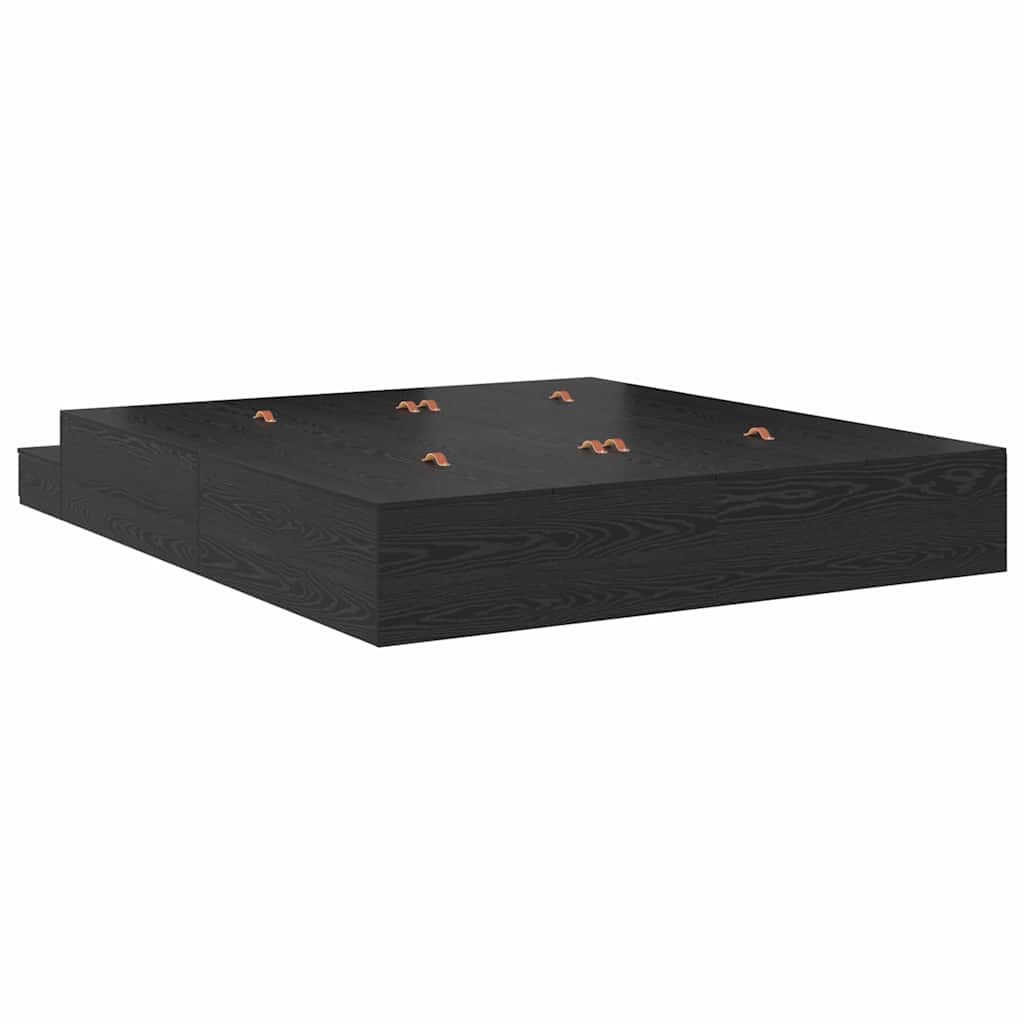Storage Bed Frame with Drawer Black Oak 200 cm Engineered Wood