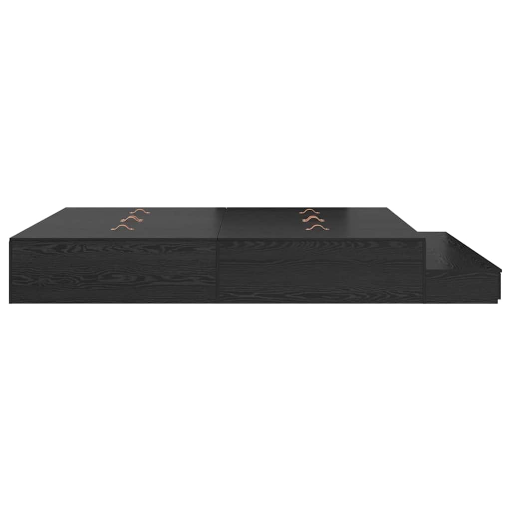 Storage Bed Frame with Drawer Black Oak 200 cm Engineered Wood